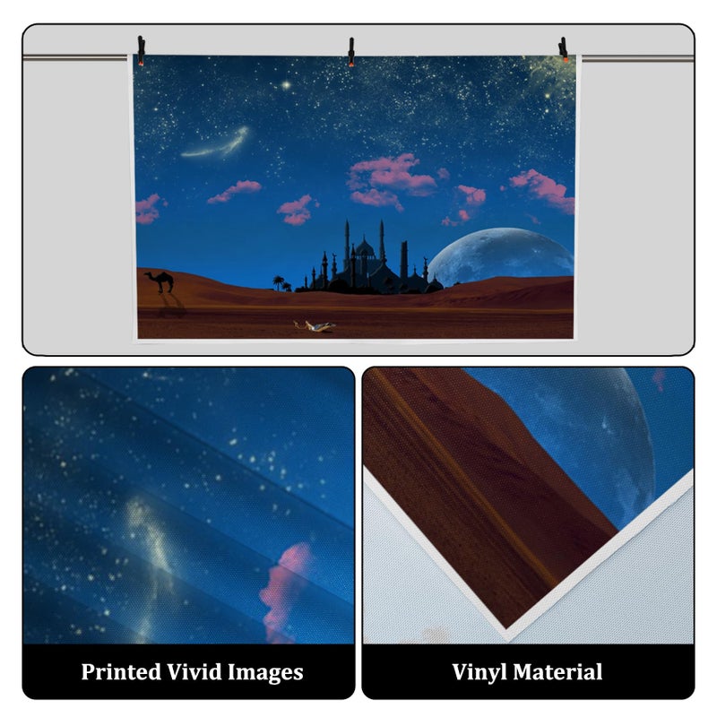 AOFOTO 7x5ft Magic Aladdin's Genie Lamp in Desert Backdrop Fantasy Arabian Theme Starry Sky Night Stars Mosque Background for Photography Wish Mysterious Luck Mythology Fairy Tale Photoshoot Props - Image 3